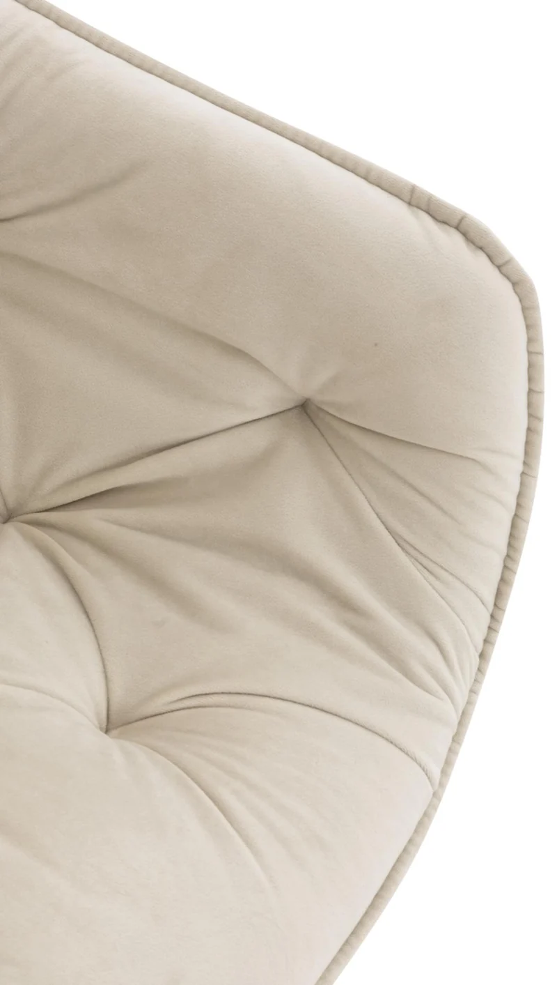 Lot de 4 chaises de salle à manger coutures décoratives en velours crème et pieds en métal noir 10_0007335