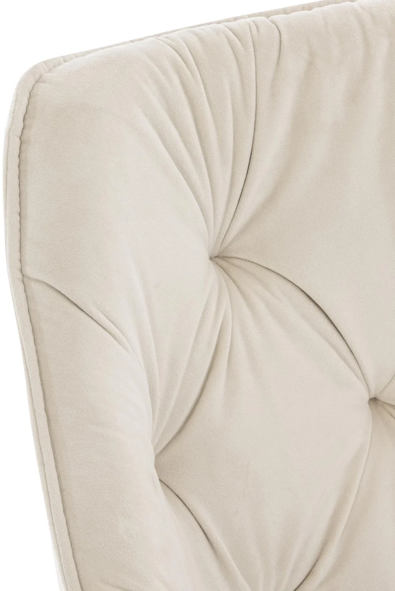 Lot de 4 chaises de salle à manger coutures décoratives en velours crème et pieds en métal noir 10_0007335