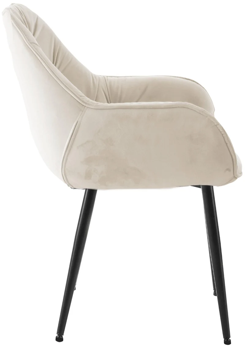 Lot de 4 chaises de salle à manger coutures décoratives en velours crème et pieds en métal noir 10_0007335