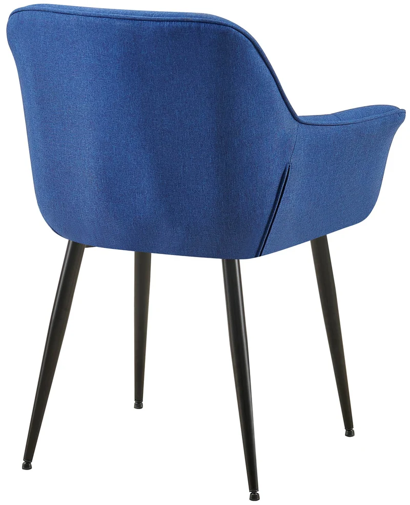 Chaise avec accoudoirs en velours matelassé bleu structure métallique noir confort premium 10_0007623