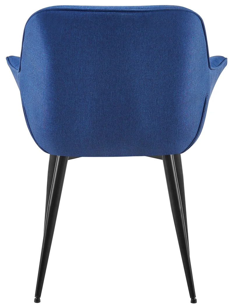 Chaise avec accoudoirs en velours matelassé bleu structure métallique noir confort premium 10_0007623