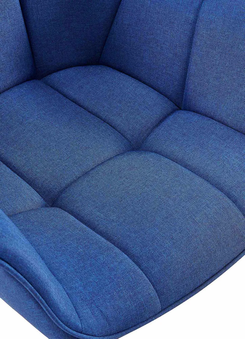Chaise avec accoudoirs en velours matelassé bleu structure métallique noir confort premium 10_0007623