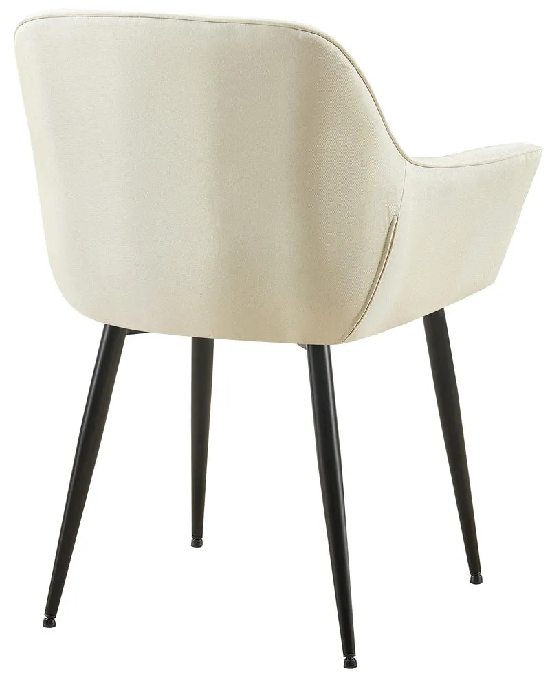 Chaise avec accoudoirs en tissu matelassé crème structure métallique noir confort premium 10_0007516