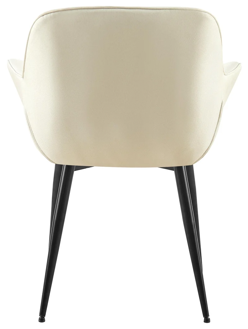 Chaise avec accoudoirs en tissu matelassé crème structure métallique noir confort premium 10_0007516