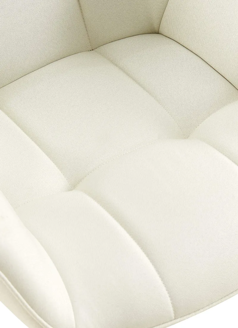 Chaise avec accoudoirs en tissu matelassé crème structure métallique noir confort premium 10_0007516