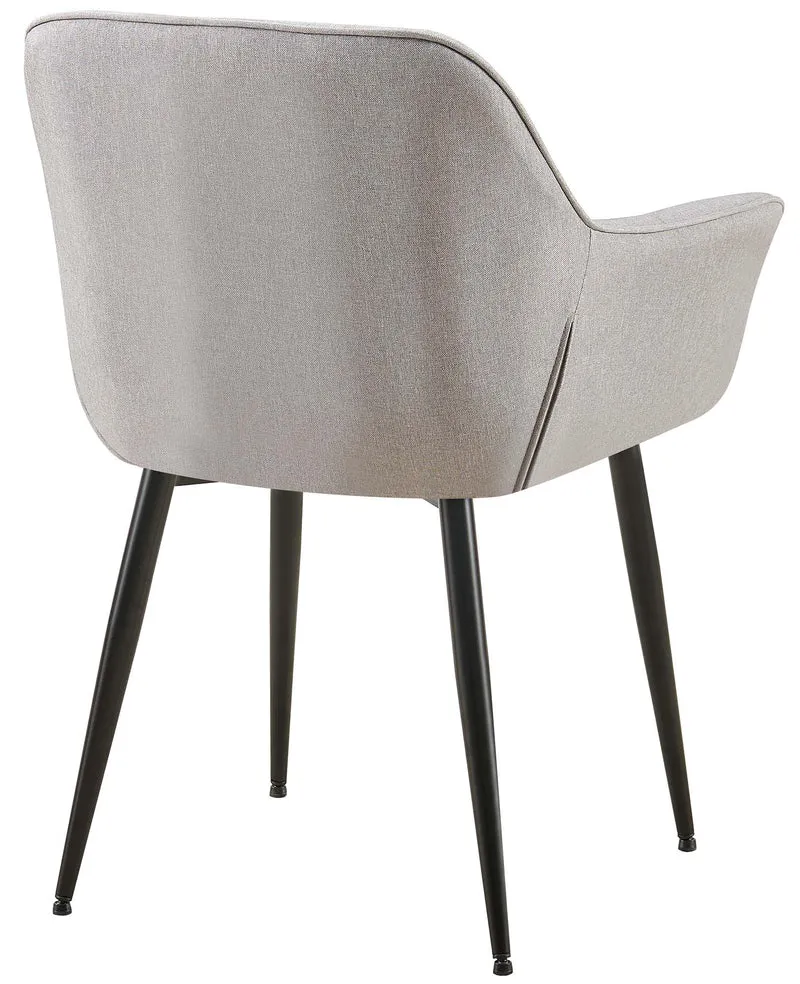 Chaise avec accoudoirs en tissu matelassé gris structure métallique noir confort premium 10_0007503