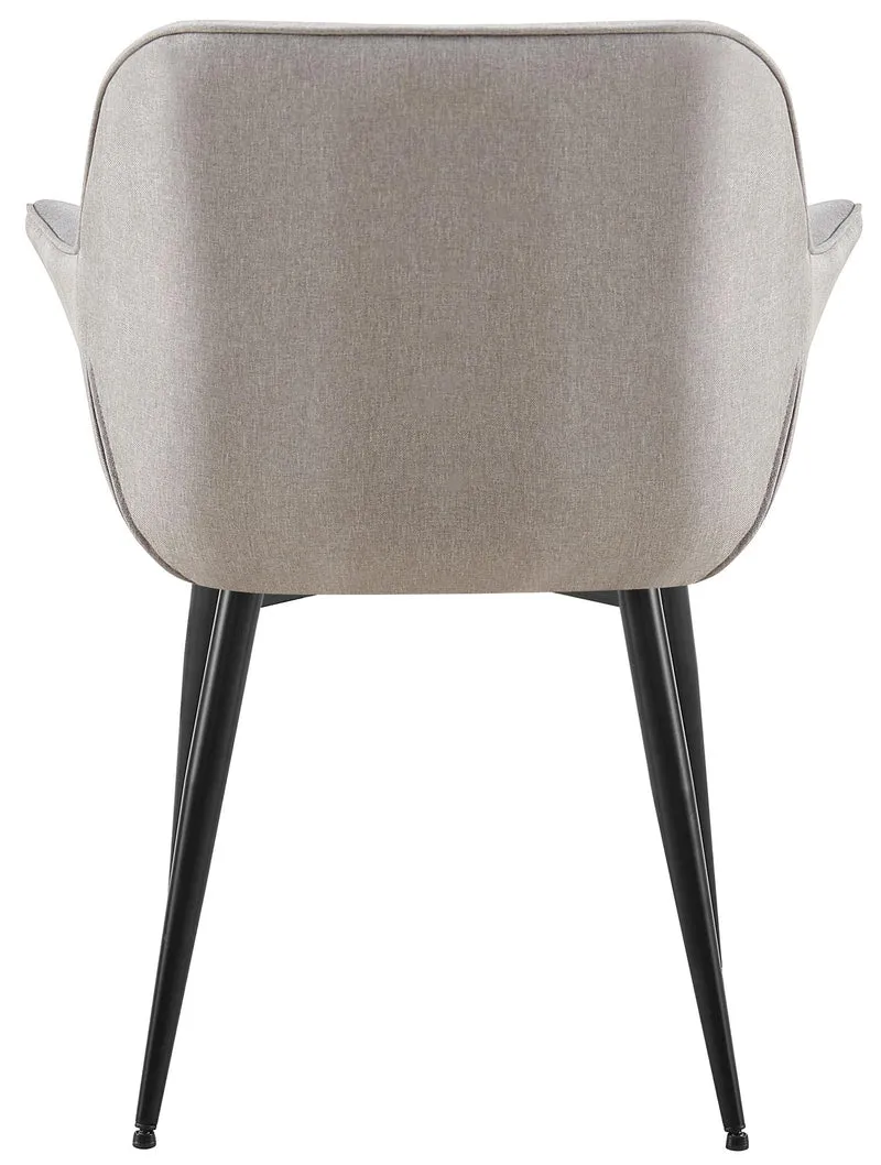 Chaise avec accoudoirs en tissu matelassé gris structure métallique noir confort premium 10_0007503