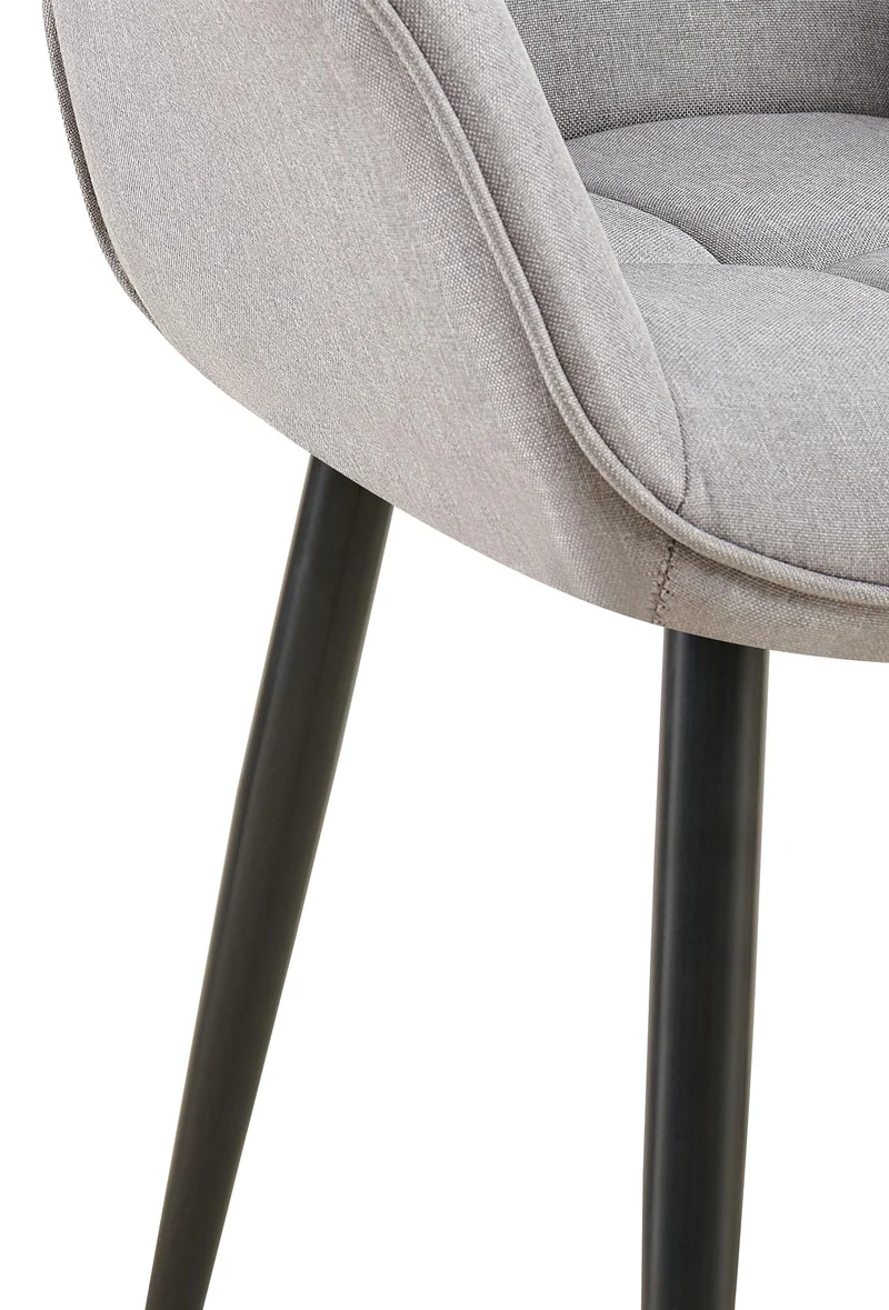 Chaise avec accoudoirs en tissu matelassé gris structure métallique noir confort premium 10_0007503