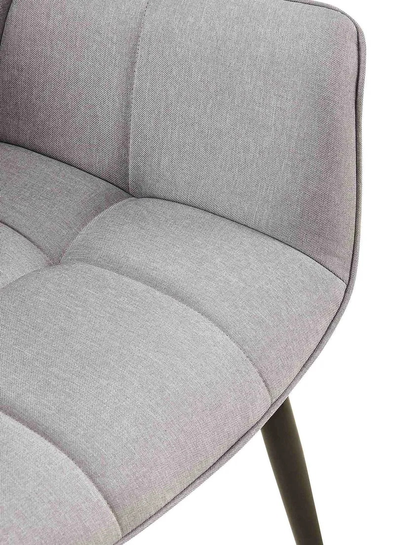 Chaise avec accoudoirs en tissu matelassé gris structure métallique noir confort premium 10_0007503