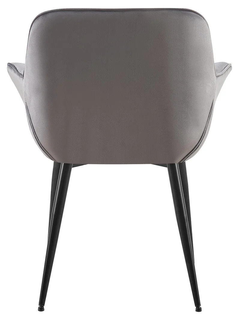 Chaise avec accoudoirs en velours matelassé gris structure métallique noir confort premium 10_0007480