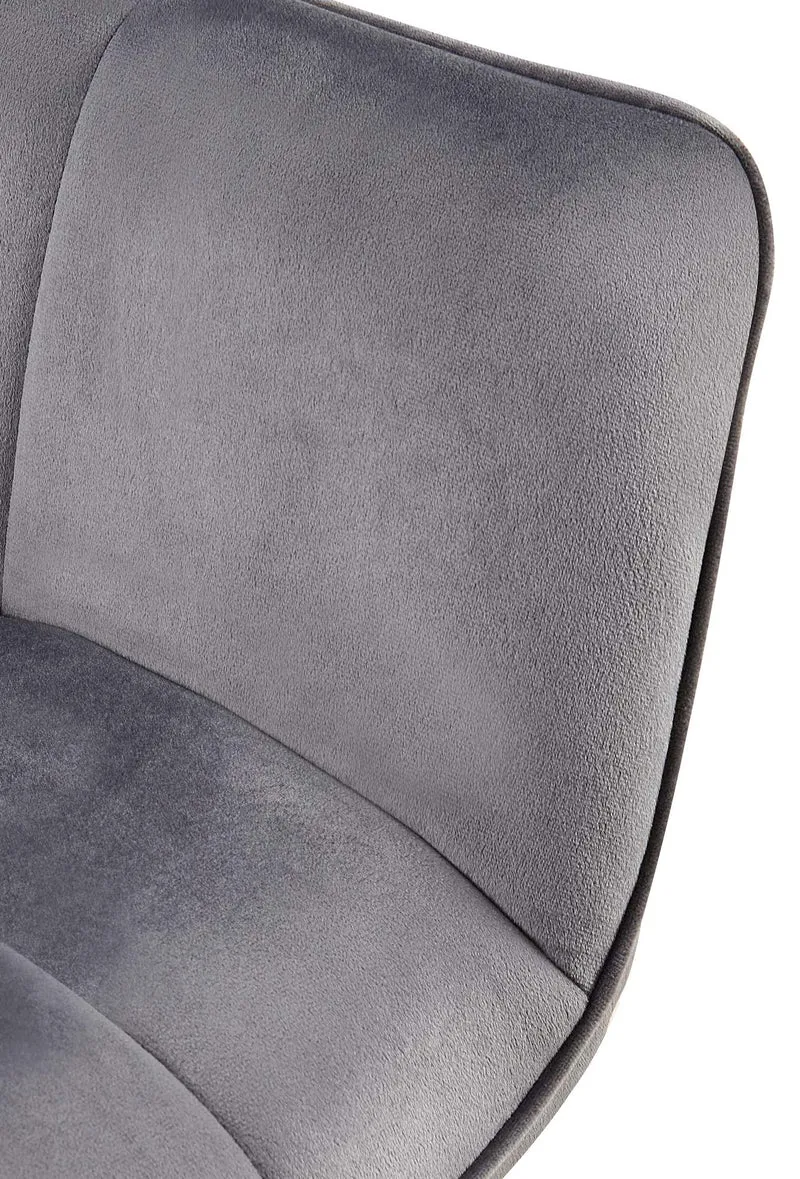 Chaise avec accoudoirs en velours matelassé gris structure métallique noir confort premium 10_0007480