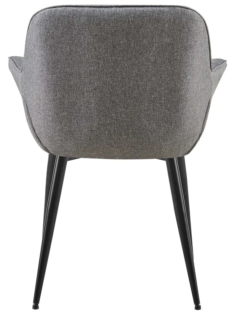 Chaise avec accoudoirs en tissu matelassé gris structure métallique noir confort premium 10_0007473
