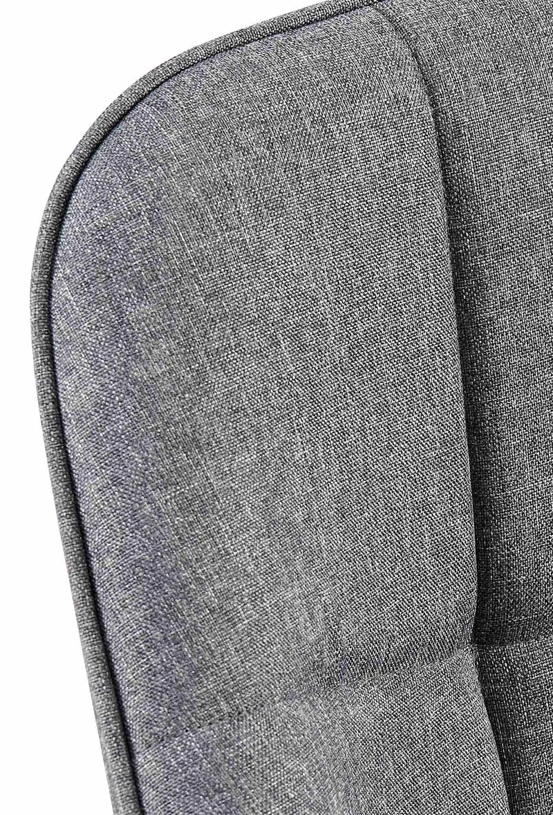 Chaise avec accoudoirs en tissu matelassé gris structure métallique noir confort premium 10_0007473