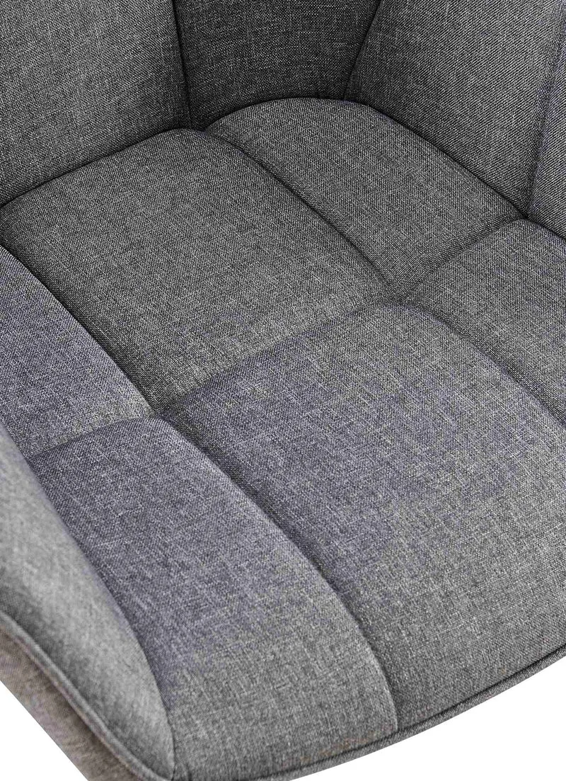 Chaise avec accoudoirs en tissu matelassé gris structure métallique noir confort premium 10_0007473
