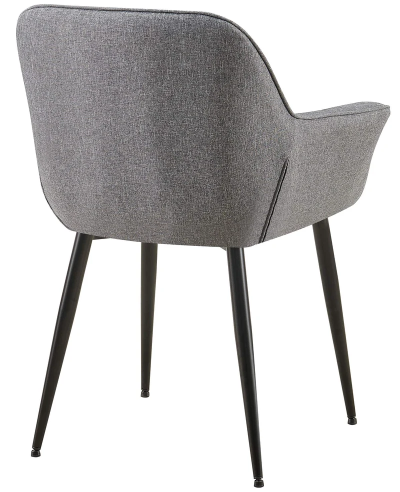 Chaise avec accoudoirs en tissu matelassé gris structure métallique noir confort premium 10_0007473