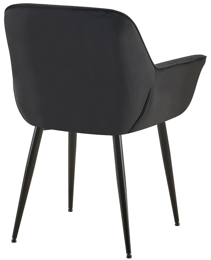 Chaise avec accoudoirs en velours matelassé noir structure métallique noir confort premium 10_0007447
