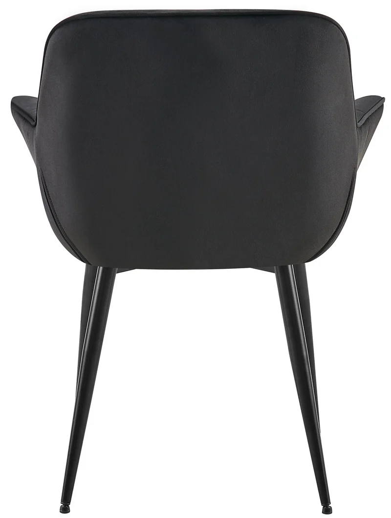 Chaise avec accoudoirs en velours matelassé noir structure métallique noir confort premium 10_0007447