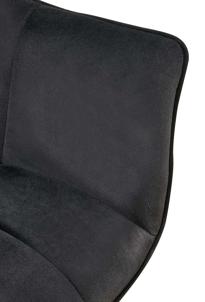 Chaise avec accoudoirs en velours matelassé noir structure métallique noir confort premium 10_0007447