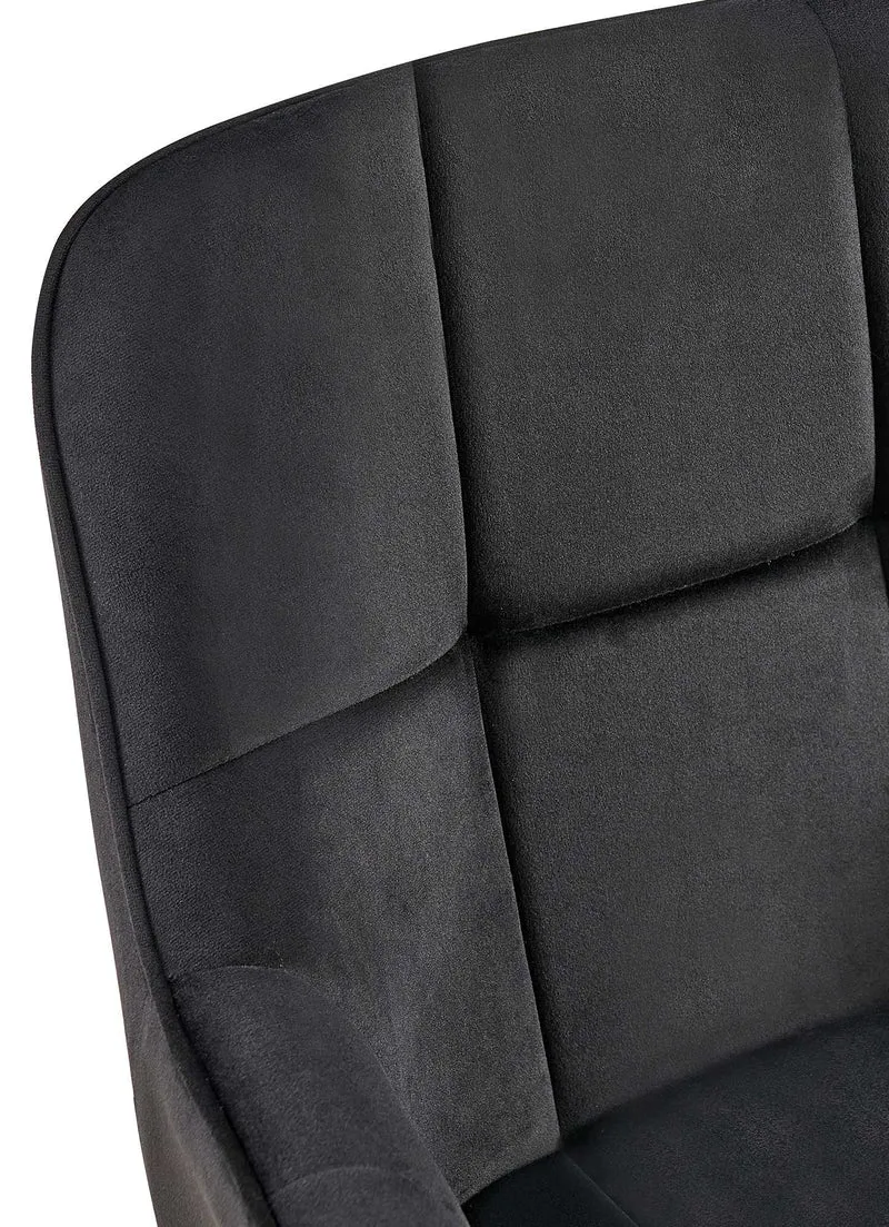 Chaise avec accoudoirs en velours matelassé noir structure métallique noir confort premium 10_0007447