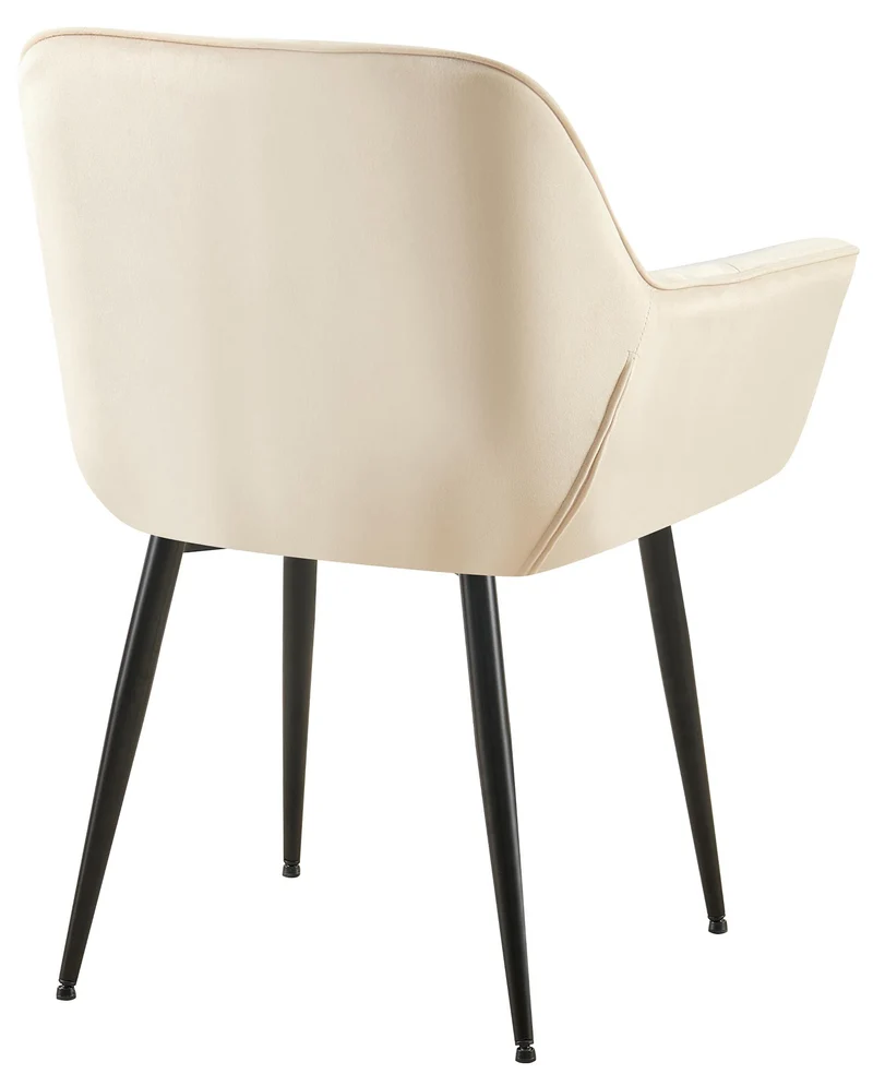 Chaise avec accoudoirs en velours matelassé crème structure métallique noir confort premium 10_0007388