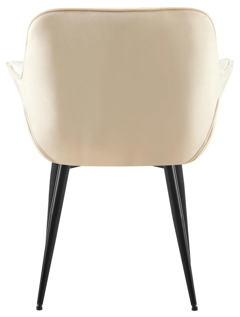 Chaise avec accoudoirs en velours matelassé crème structure métallique noir confort premium 10_0007388