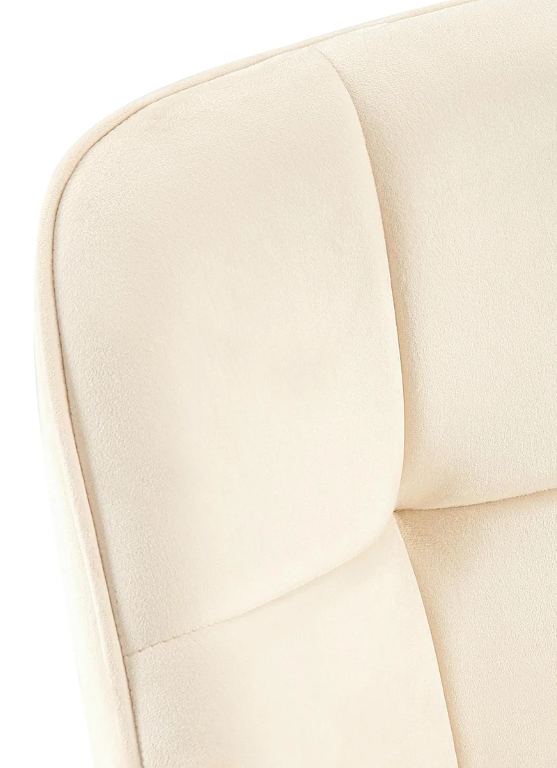 Chaise avec accoudoirs en velours matelassé crème structure métallique noir confort premium 10_0007388