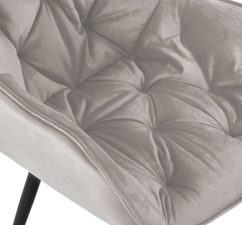 Lot de 4 chaises de salle à manger coutures décoratives en velours gris et pieds en métal noir 10_0007334