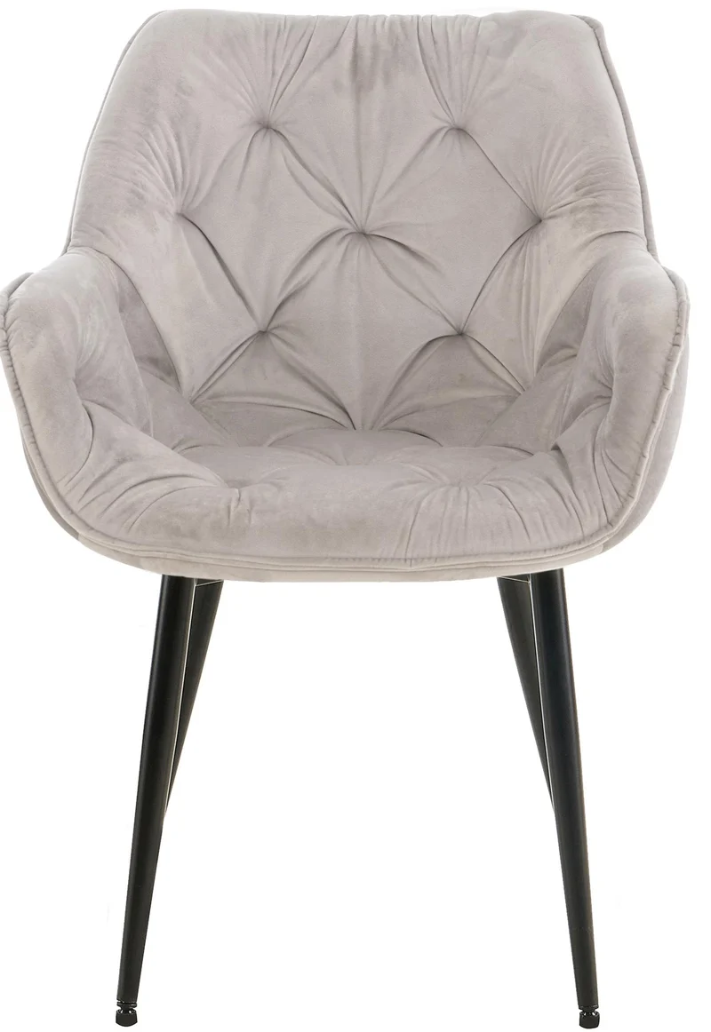 Lot de 4 chaises de salle à manger coutures décoratives en velours gris et pieds en métal noir 10_0007334