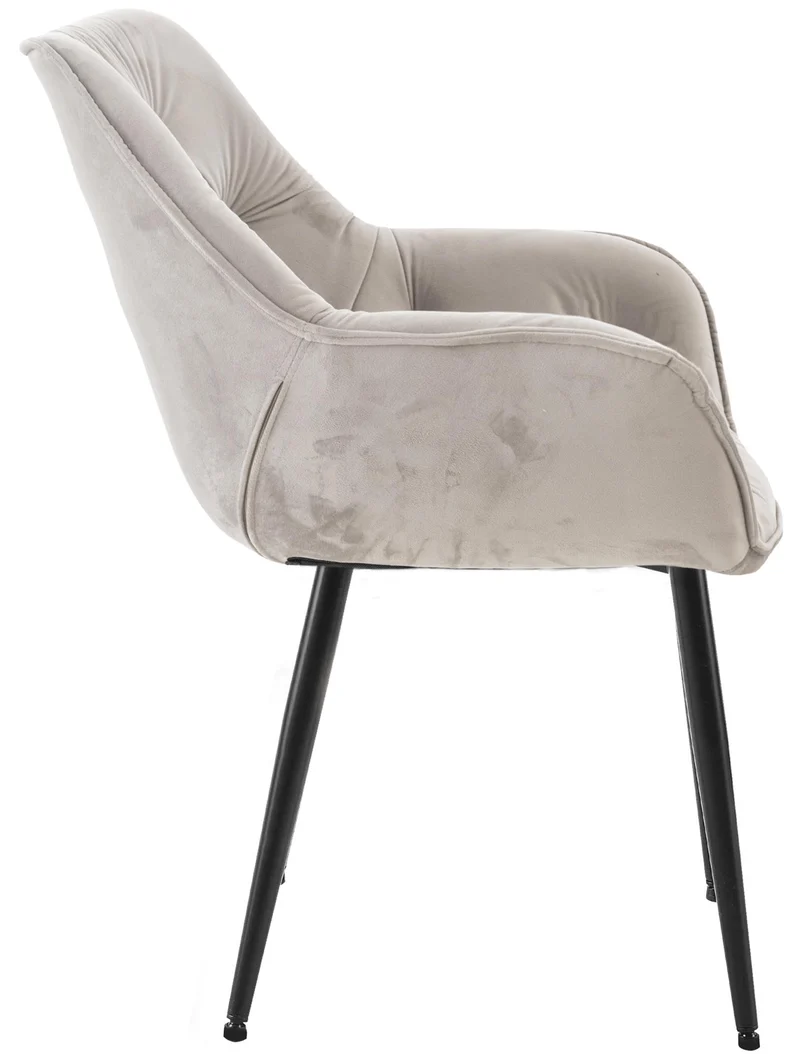 Lot de 4 chaises de salle à manger coutures décoratives en velours gris et pieds en métal noir 10_0007334