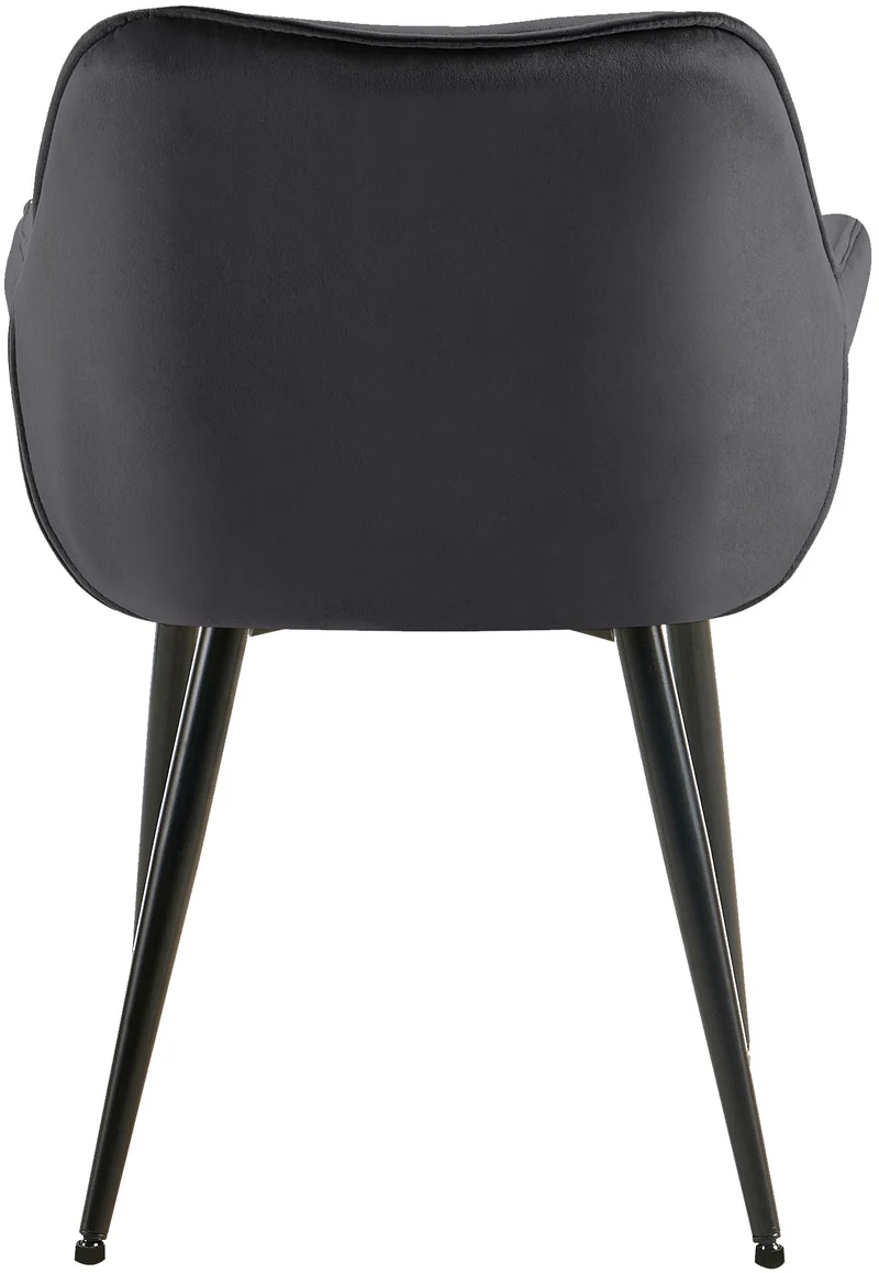 Lot de 4 chaises de salle à manger coutures décoratives en velours gris foncé et pieds en métal noir 10_0007333