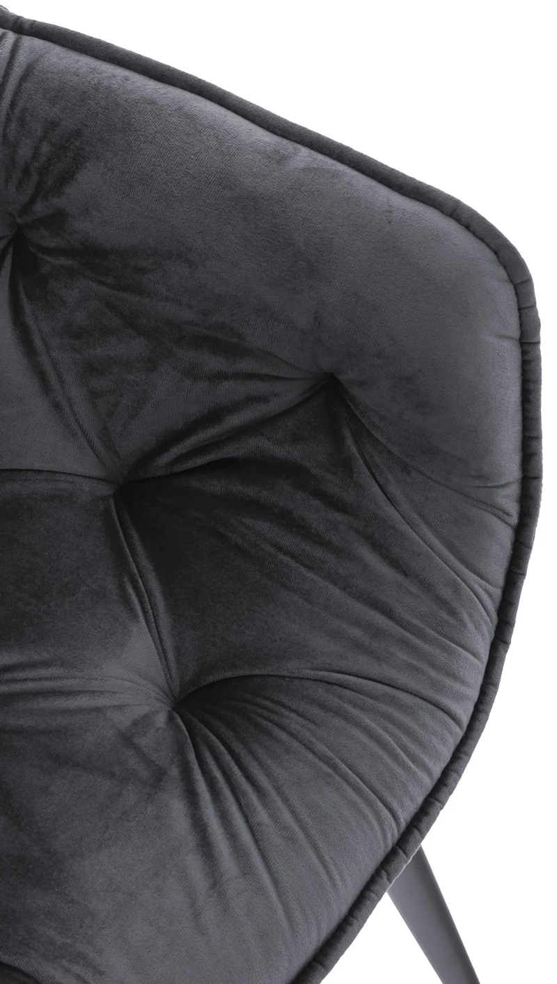 Lot de 4 chaises de salle à manger coutures décoratives en velours gris foncé et pieds en métal noir 10_0007333