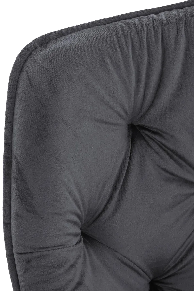 Lot de 4 chaises de salle à manger coutures décoratives en velours gris foncé et pieds en métal noir 10_0007333