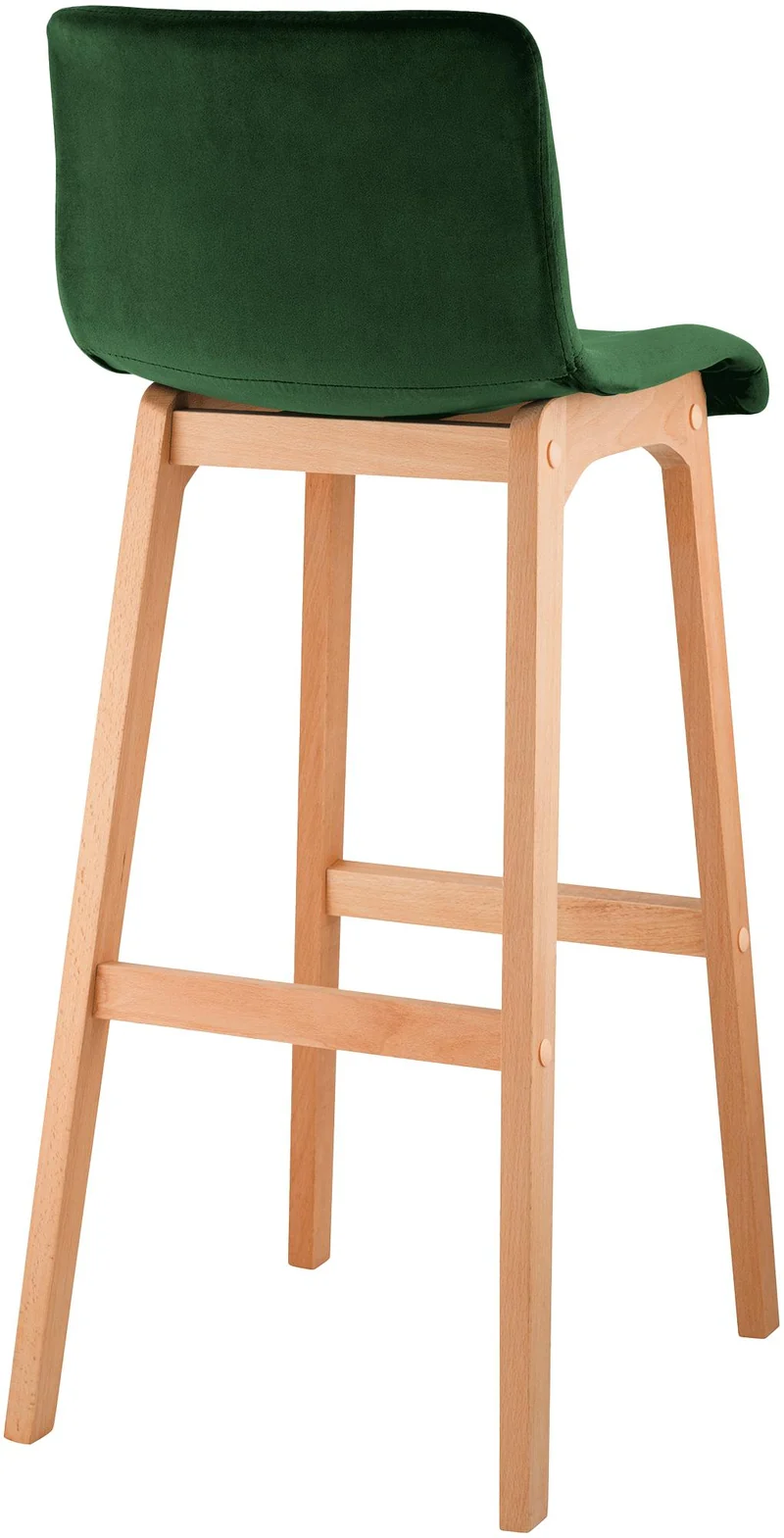 Tabouret de bar x1 piètement à 4 pieds en bois assise en velours vert style scandinave 10_0005951