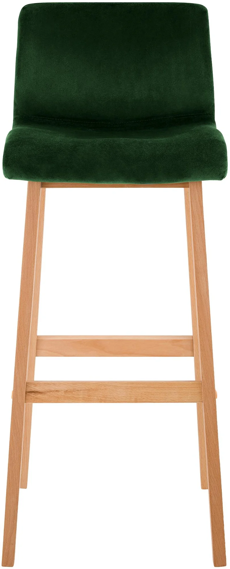 Tabouret de bar x1 piètement à 4 pieds en bois assise en velours vert style scandinave 10_0005951