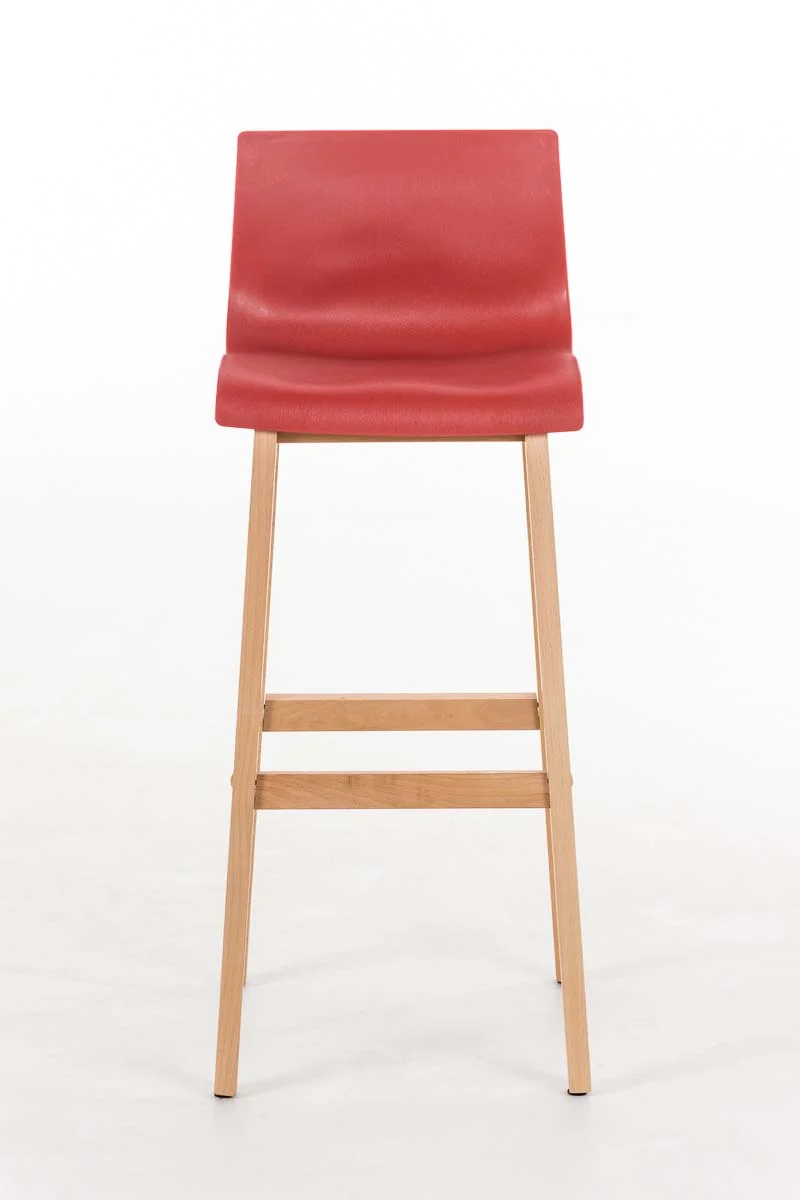Tabouret de bar x1 piètement à 4 pieds en bois assise plastique gris style scandinave 10_0005840