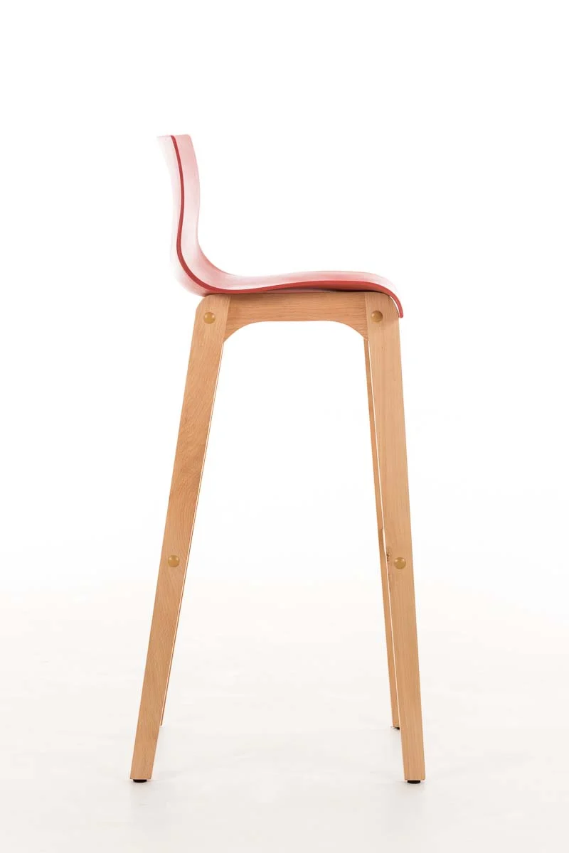 Tabouret de bar x1 piètement à 4 pieds en bois assise plastique gris style scandinave 10_0005840