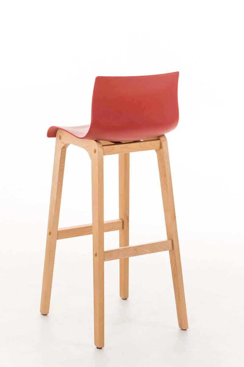Tabouret de bar x1 piètement à 4 pieds en bois assise plastique gris style scandinave 10_0005840