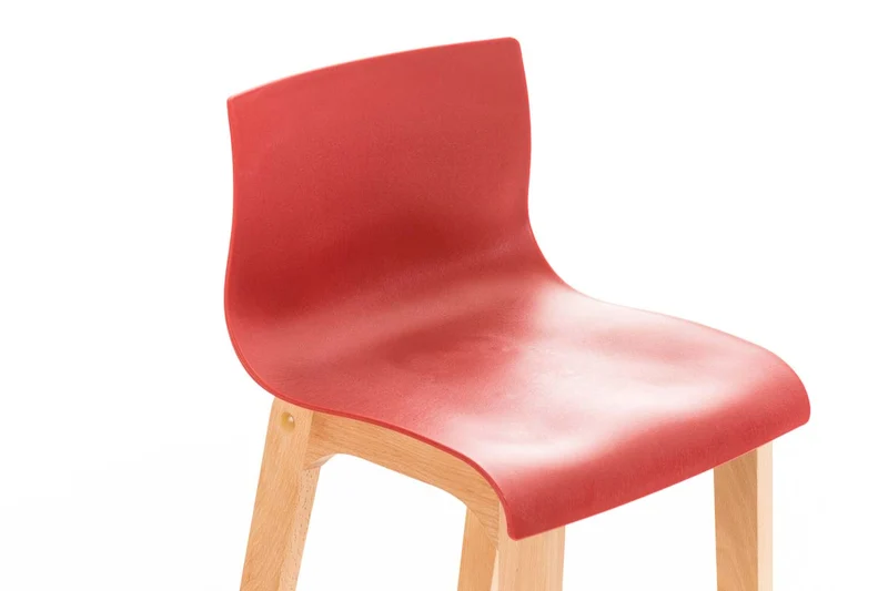 Tabouret de bar x1 piètement à 4 pieds en bois assise plastique gris style scandinave 10_0005840