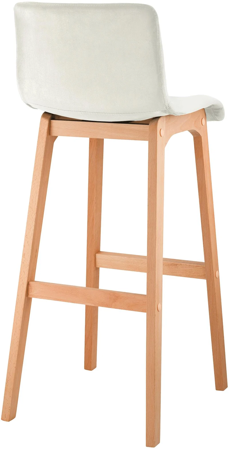 Tabouret de bar x1 piètement à 4 pieds en bois assise en velours crème style scandinave 10_0005830