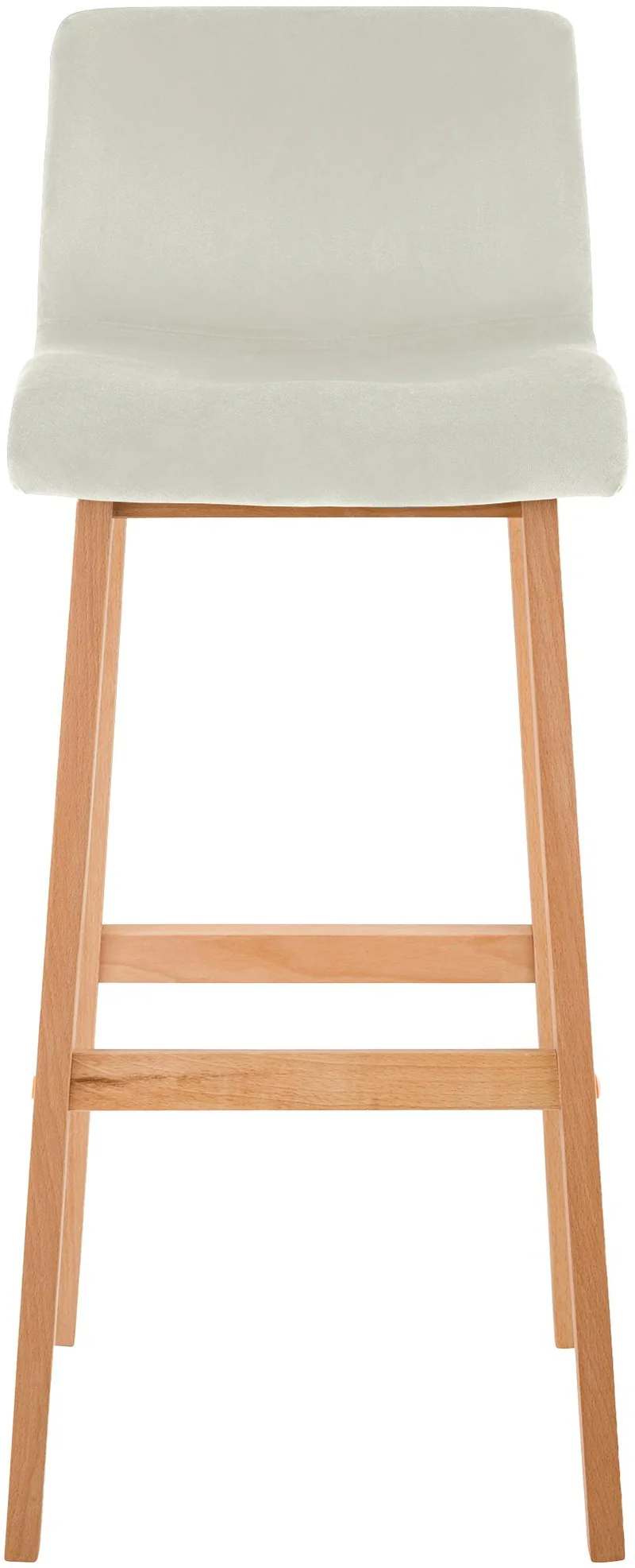 Tabouret de bar x1 piètement à 4 pieds en bois assise en velours crème style scandinave 10_0005830