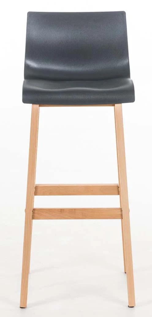 Lot de 2 tabourets de bar piètement à 4 pieds en bois assise plastique gris style scandinave 10_0005796