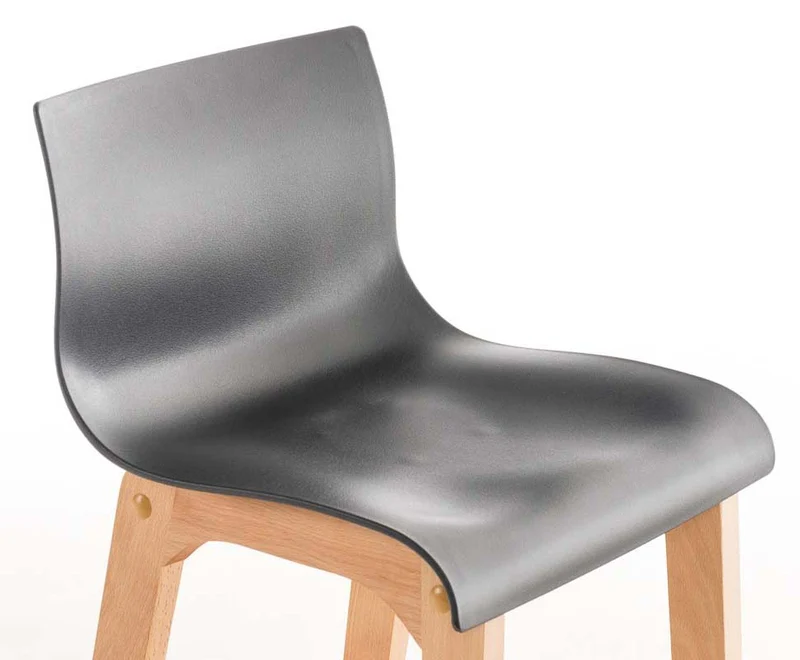 Lot de 2 tabourets de bar piètement à 4 pieds en bois assise plastique gris style scandinave 10_0005796