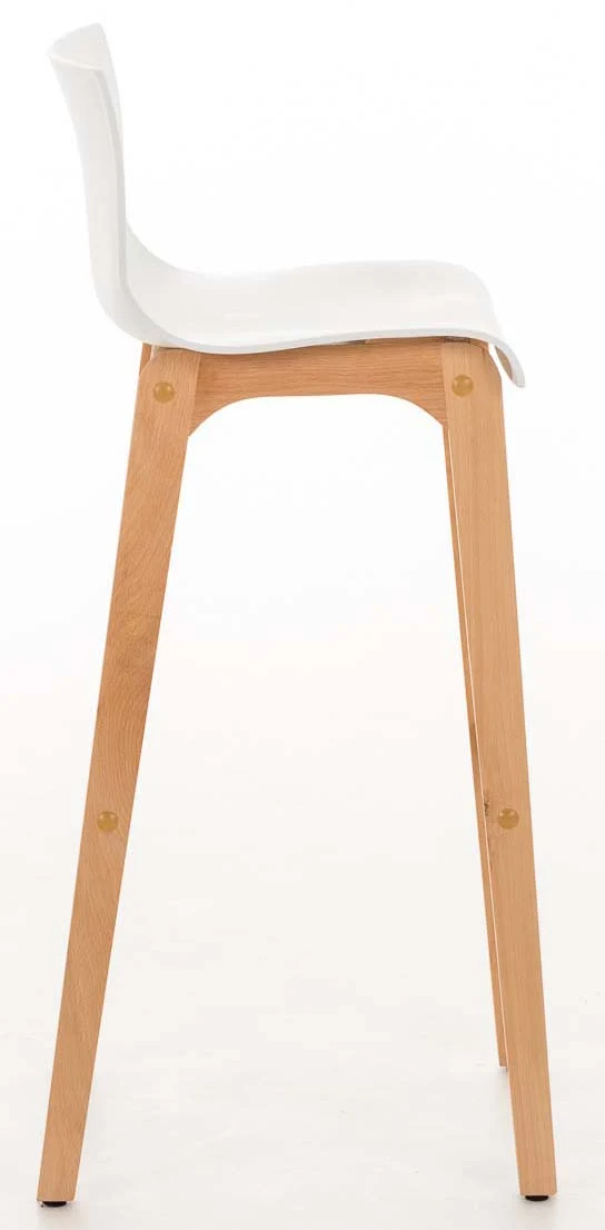 Lot de 2 tabourets de bar piètement à 4 pieds en bois assise plastique blanc style scandinave 10_0005781