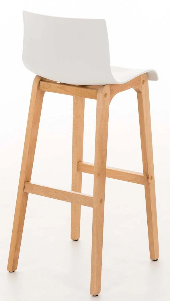 Lot de 2 tabourets de bar piètement à 4 pieds en bois assise plastique blanc style scandinave 10_0005781