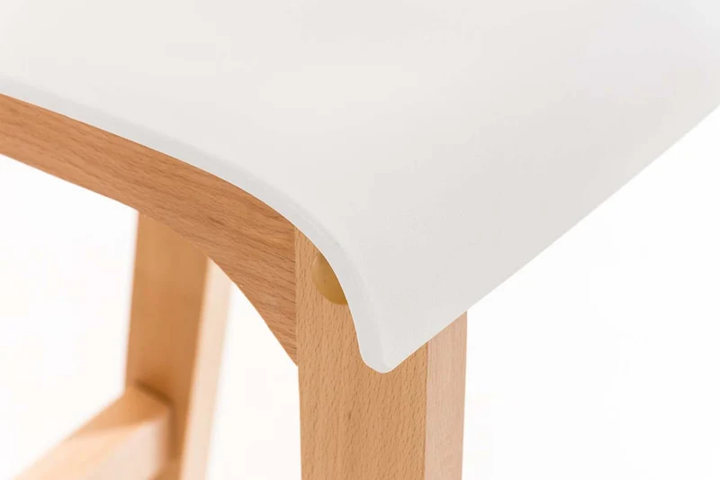 Lot de 2 tabourets de bar piètement à 4 pieds en bois assise plastique blanc style scandinave 10_0005781