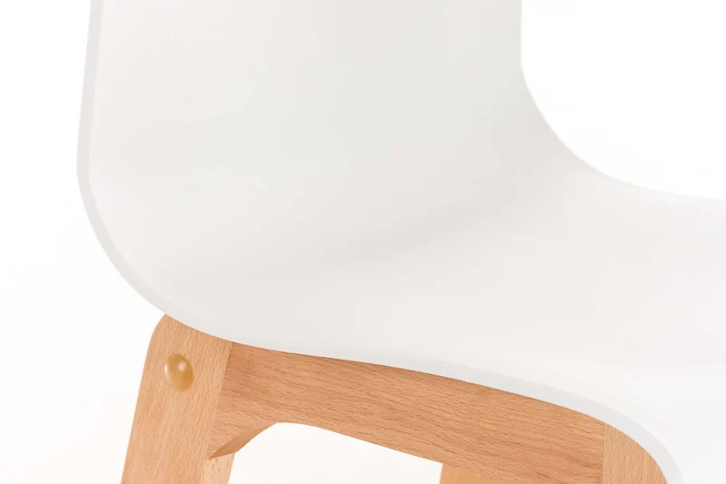 Lot de 2 tabourets de bar piètement à 4 pieds en bois assise plastique blanc style scandinave 10_0005781