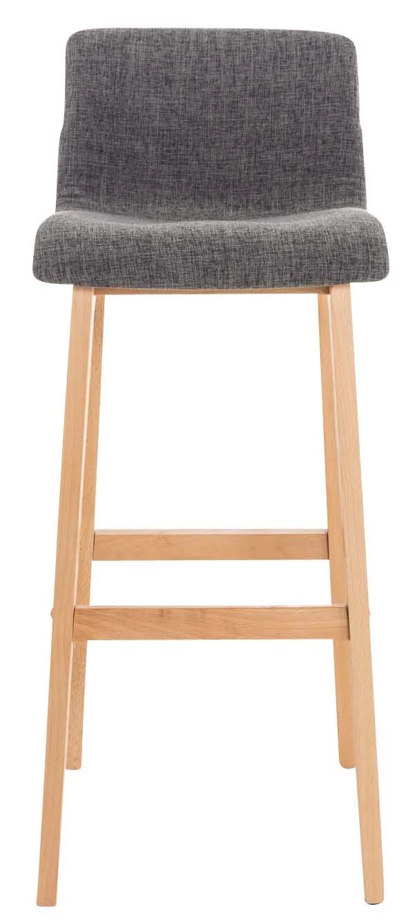Lot de 2 tabourets de bar design avec structure de 4 pieds en bois et assise en tissu gris clair 10_0004213