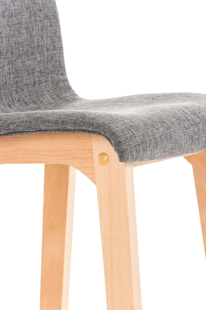 Lot de 2 tabourets de bar design avec structure de 4 pieds en bois et assise en tissu gris clair 10_0004213