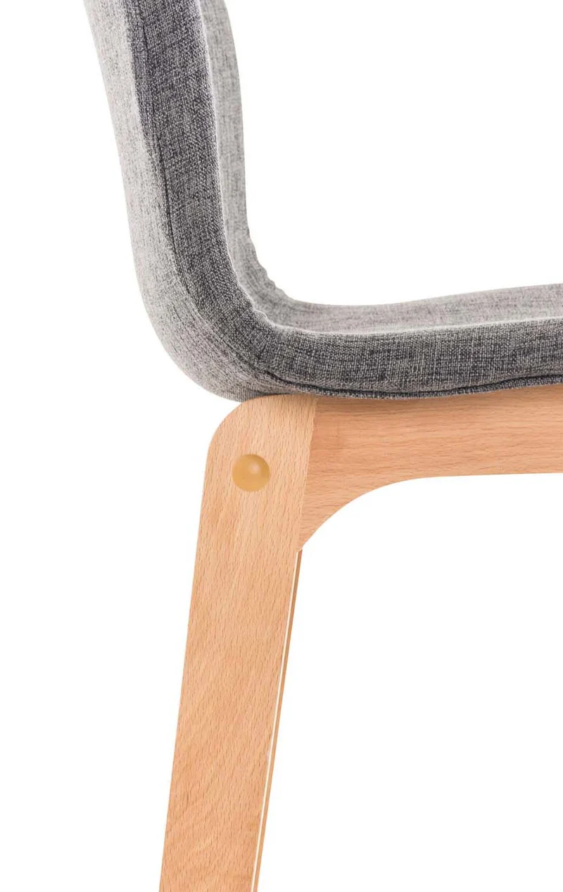 Lot de 2 tabourets de bar design avec structure de 4 pieds en bois et assise en tissu gris clair 10_0004213