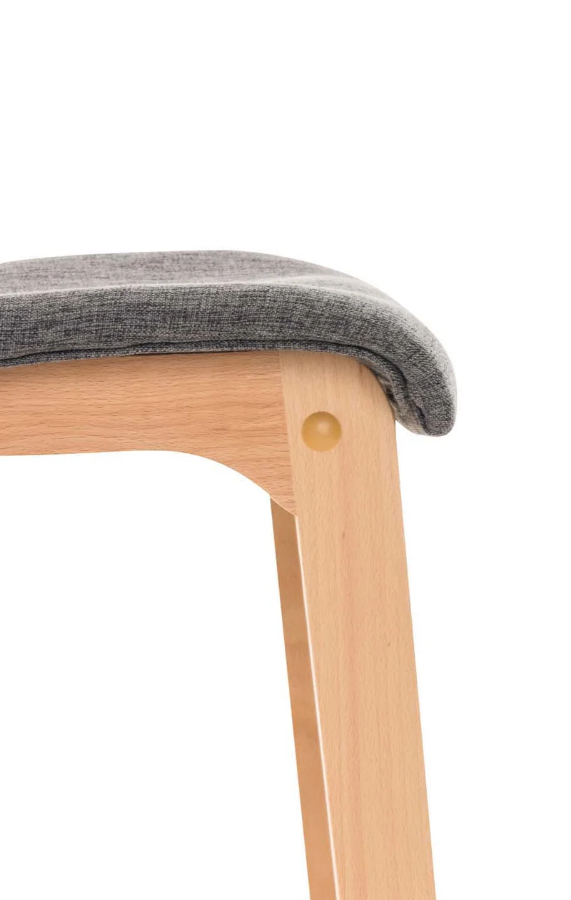 Lot de 2 tabourets de bar design avec structure de 4 pieds en bois et assise en tissu gris clair 10_0004213